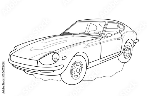 Coloring book for adult men. Old sports car