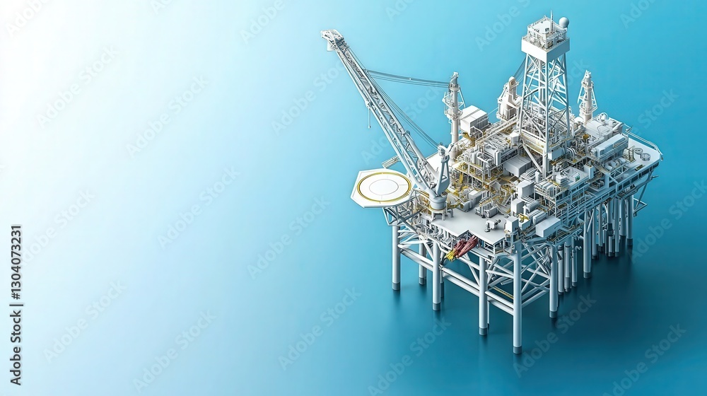 Offshore Oil Rig Platform 3D Render Offshore Oil Rig Platform 3D Render