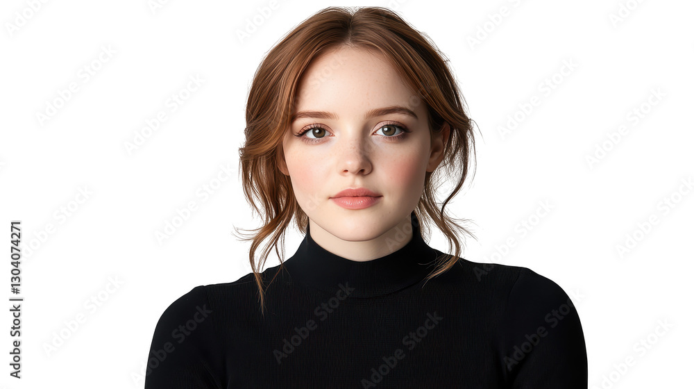 Elegant woman in black turtleneck, a timeless portrait of style and warmth for winter fashion Elegant woman in black turtleneck, a timeless portrait of style and warmth for winter fashion