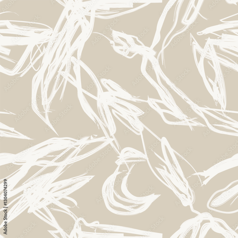 Fototapeta premium Neutral Colour Abstract Brush Strokes Seamless Pattern Design