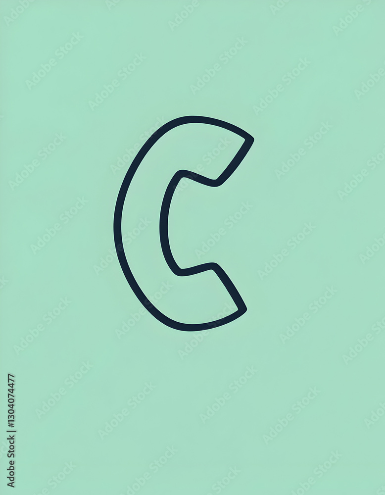 Naklejka premium Drawn Telephone Receiver on Light Green Background for Contact Communication