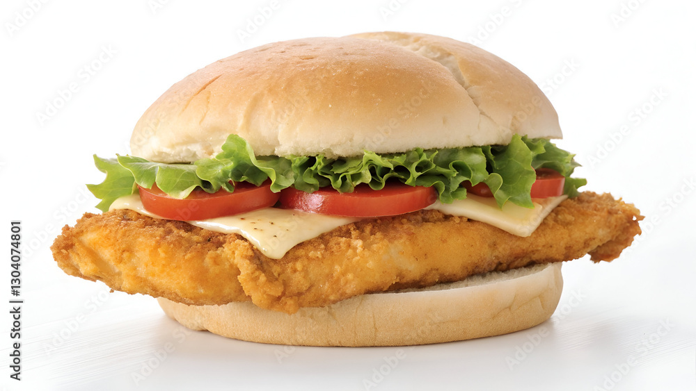 A simple yet delicious chicken sandwich with a crispy or grilled fillet, served in a soft bun, isolated on a white background. A simple yet delicious chicken sandwich with a crispy or grilled fillet, served in a soft bun, isolated on a white background.