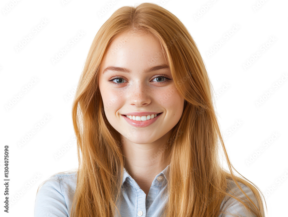 Striking portrait of a young woman with long, flowing red hair, captivating image of beauty and style