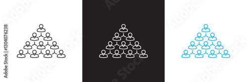 Icons related to hierarchy. Isolated on white and black background. Vector illustration. EPS 10