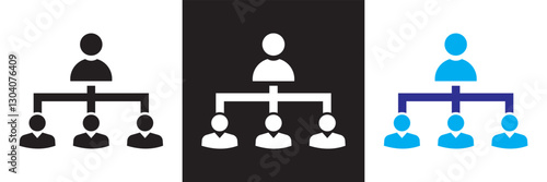 Icons related to hierarchy. Isolated on white and black background. Vector illustration. EPS 10