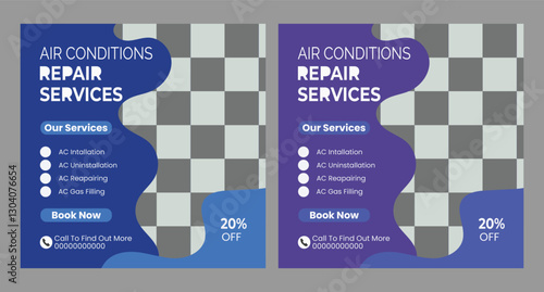  Air Conditioner or AC Repair and Services Social Media Post
