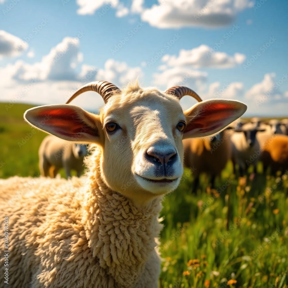 Fototapeta premium The coexistence of grazing cattle and rolling pastures Embodies the serene symbiosis between contented cows, verdant landscapes, and the vital role they hold in sustaining rural traditions