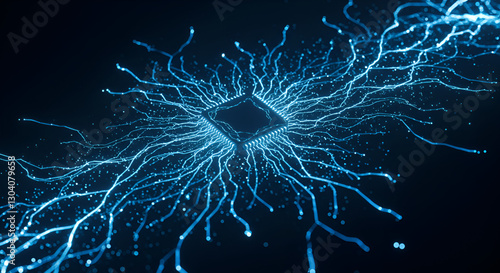 Central Processing Unit with Glowing Circuitry.
