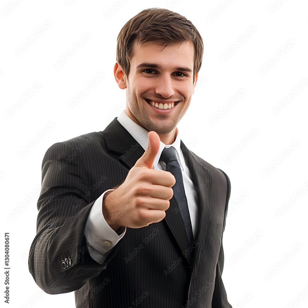 Thumbs Up Approval: Confident young businessman in a suit gives a thumbs-up, radiating positivity and success. Thumbs Up Approval: Confident young businessman in a suit gives a thumbs-up, radiating positivity and success.