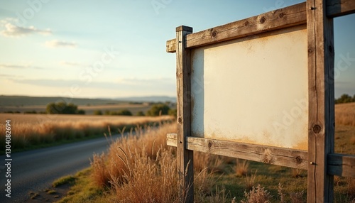 Old wooden signboard for writing on a rural road mockup concept