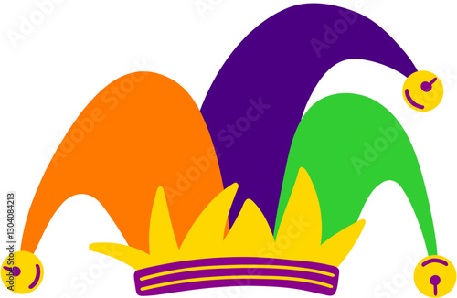 Mardi Gras Jester Hat Hand Drawn Vector Illustration