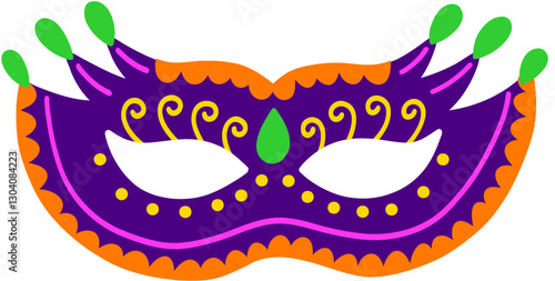 Mardi Gras Masquerade Mask Hand Drawn Vector Illustration