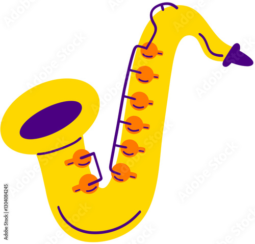 Mardi Gras Saxophone Hand Drawn Vector Illustration
