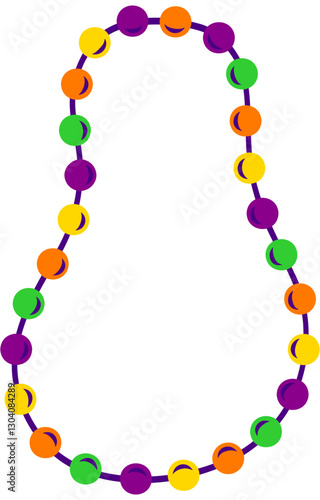 Mardi Gras Traditional Beads Necklace Hand Drawn Vector Illustration