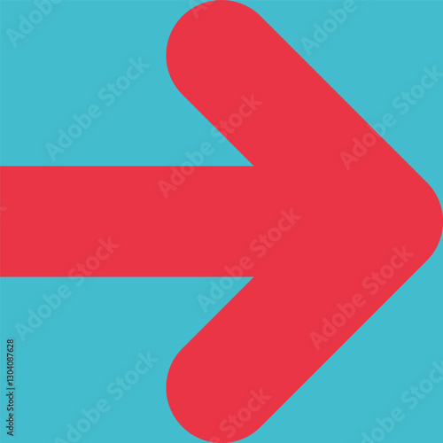 Vector flat illustration with colorful arrow in red, white, clue colors as symbol of motion to aim, intention to achievement. Minimalist cartoon geometric concept have element with right direction