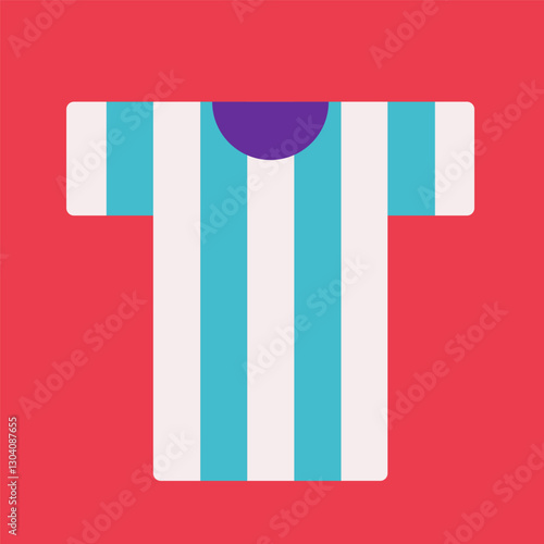 Vector flat illustration showing simplified t-shirt of player of Argentina national football team. Icon for apps. Clothing element in cute style on square background