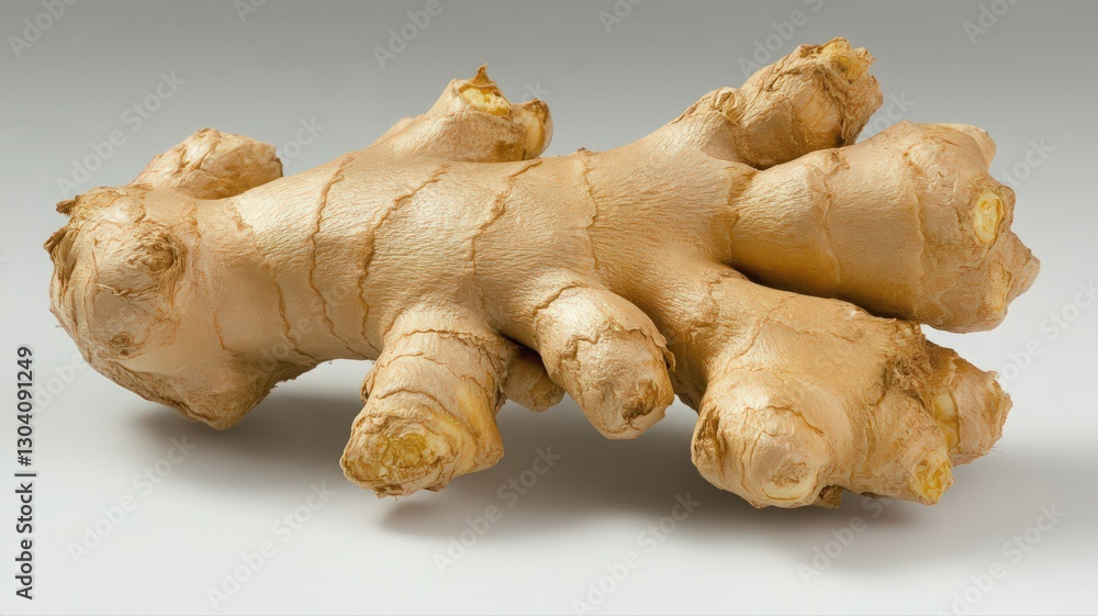 Closeup of a Light Brown Ginger Root on Neutral Background Closeup of a Light Brown Ginger Root on Neutral Background