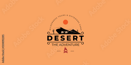 desert adventures logo for tourism organizations, outdoor events and camping leisure. Labels, Badges, Logos Vector Design Elements Vintage Style.
