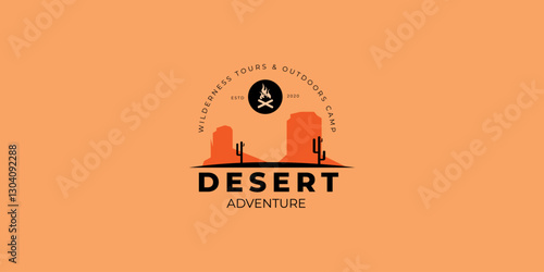 desert adventures logo for tourism organizations, outdoor events and camping leisure. Labels, Badges, Logos Vector Design Elements Vintage Style.