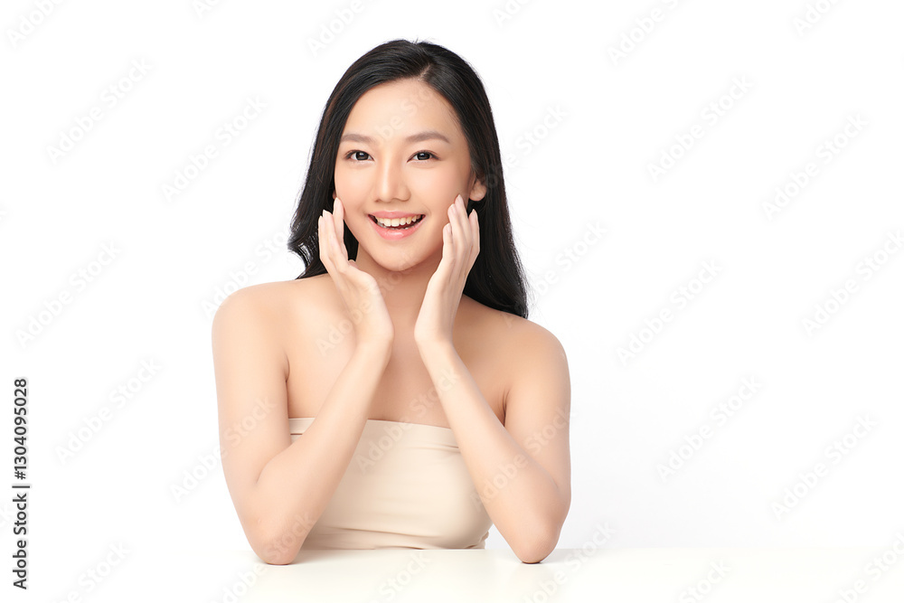 Beautiful young asian woman with clean fresh skin on white background, Face care, Facial treatment, Cosmetology, beauty and spa, Asian women portrait. Beautiful young asian woman with clean fresh skin on white background, Face care, Facial treatment, Cosmetology, beauty and spa, Asian women portrait.