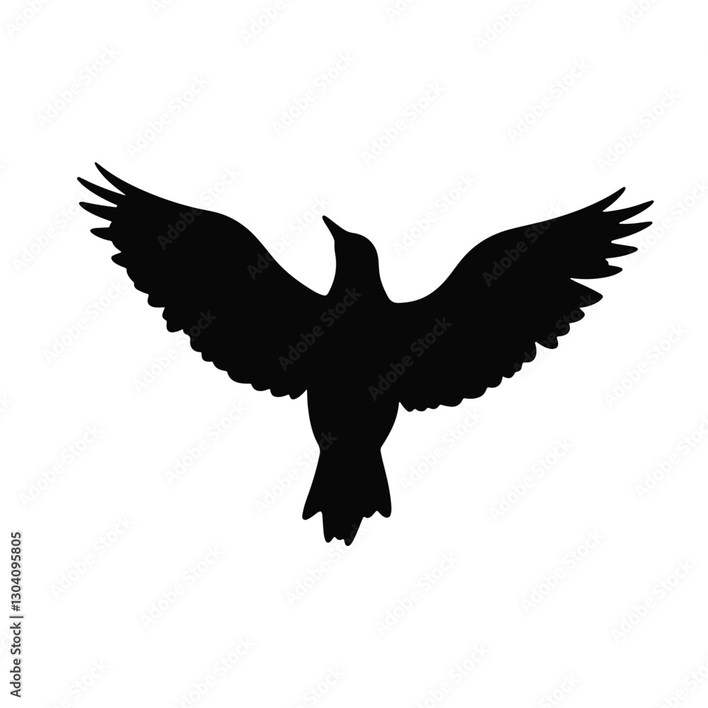 Obraz premium Silhouette of a soaring bird with outstretched wings, freedom symbol