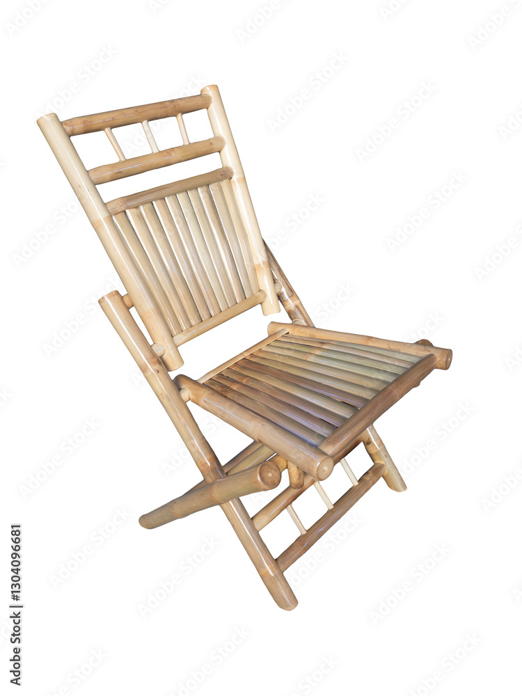 Bamboo chair nature style on white background.
