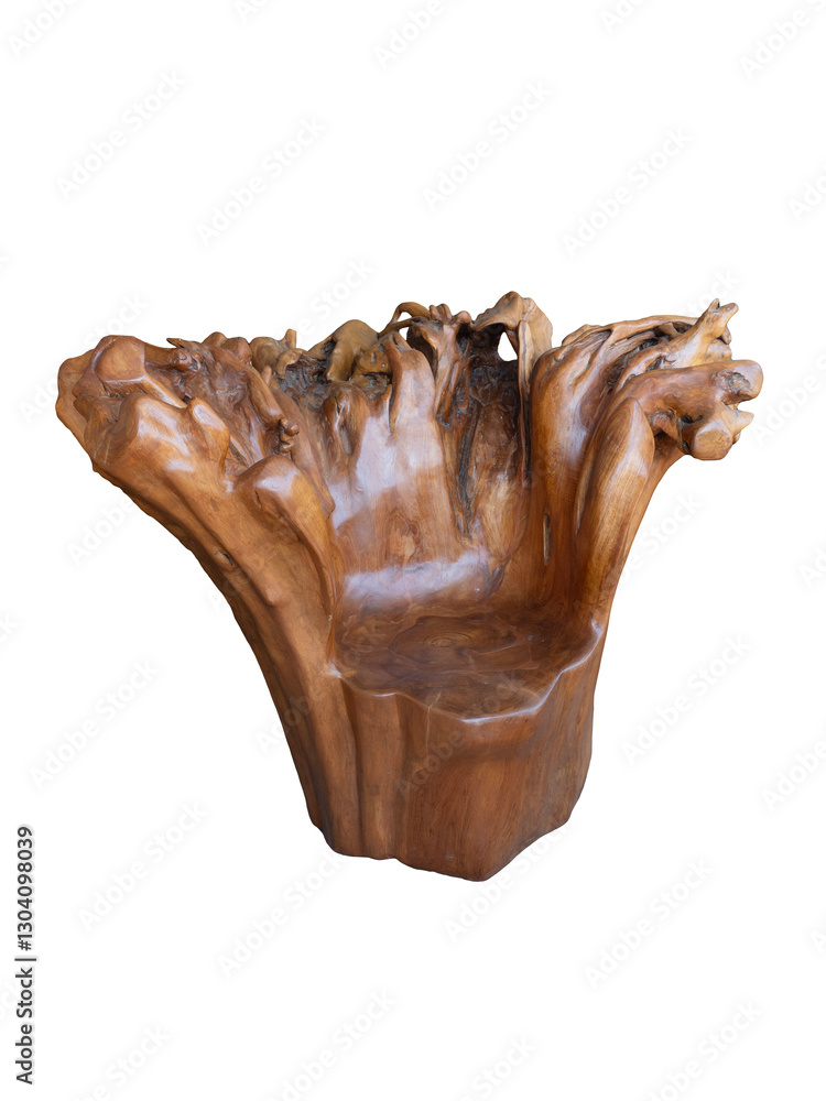 Wood chair nature style on white background.