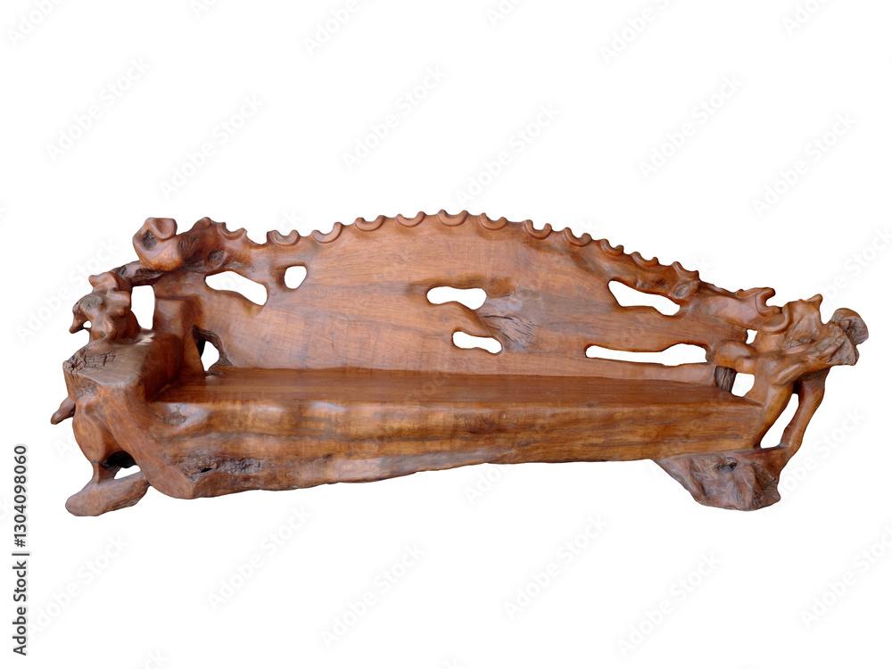 Wood chair nature style on white background.
