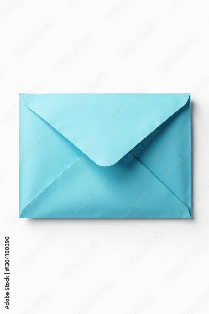 Slightly creased light blue DL envelope; aged, closed, isolated on white , texture, stationery Slightly creased light blue DL envelope; aged, closed, isolated on white , texture, stationery