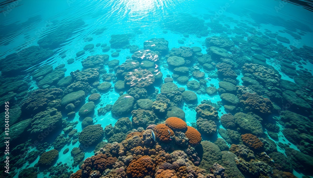 Fototapeta premium Underwater Coral Reef with Turquoise Water and Vibrant Colors