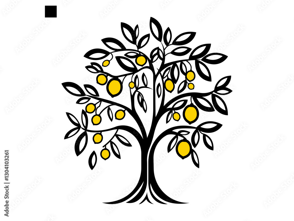 Obraz premium Fruit Tree Lemon Tree. Lemon Tree Branch Isolated on White Background.