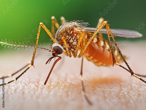 Wallpaper Mural The Mosquito Close-Up: Detailed macro shot of a mosquito revealing intricate details, its proboscis poised, ready for feeding, set against a soft background. Torontodigital.ca