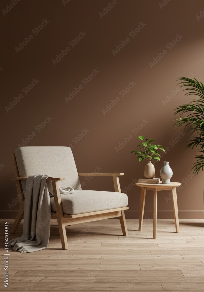 Fototapeta premium Minimalist Lounge Space with Earthy Tones