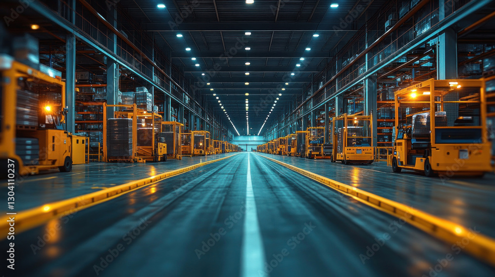 Operations engineer monitoring automated guided vehicles (AGVs) in a warehouse, optimizing robotic transport logistics, refining AI-powered efficiency Operations engineer monitoring automated guided vehicles (AGVs) in a warehouse, optimizing robotic transport logistics, refining AI-powered efficiency