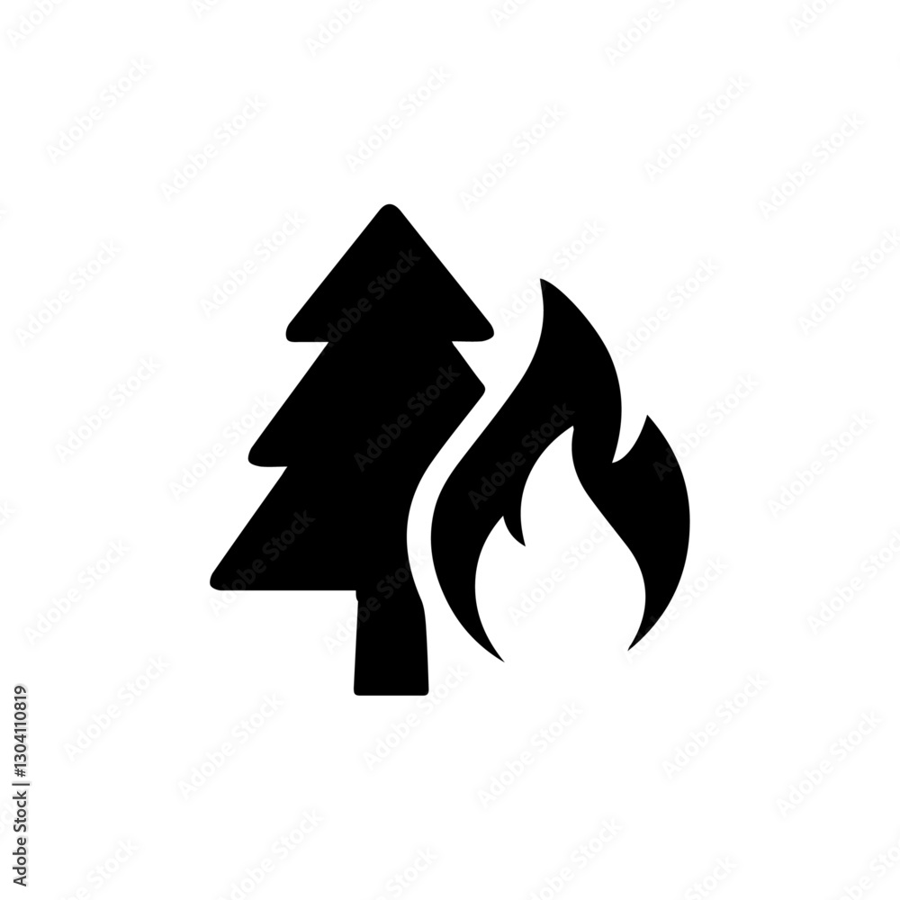 Fire and Tree Design Vector illustrator silhouette Fire and Tree Design Vector illustrator silhouette