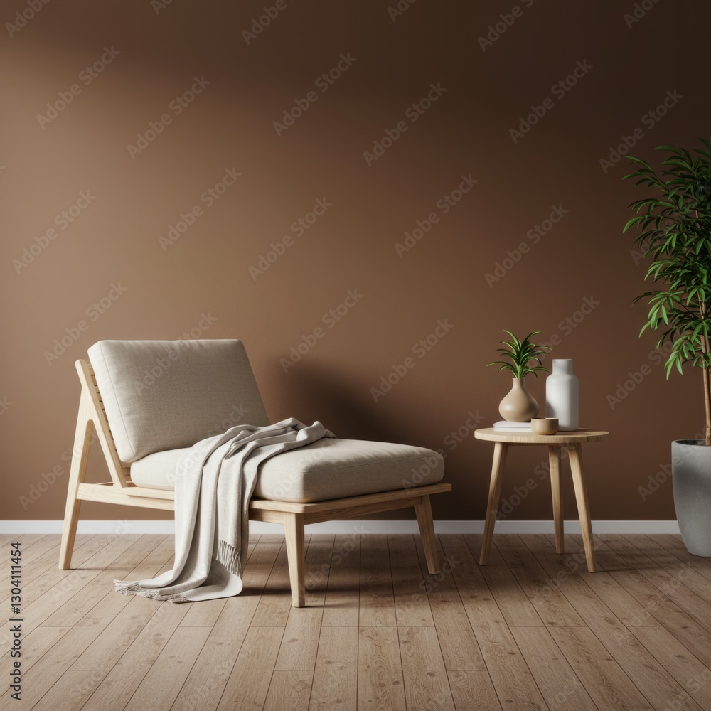 Fototapeta premium Minimalist Lounge Space with Earthy Tones