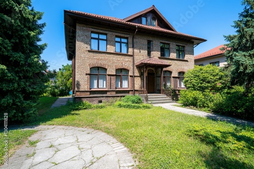 A well-built brick house standing strong against harsh weather conditions