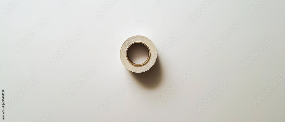 White adhesive tape roll on white background White adhesive tape roll on white background