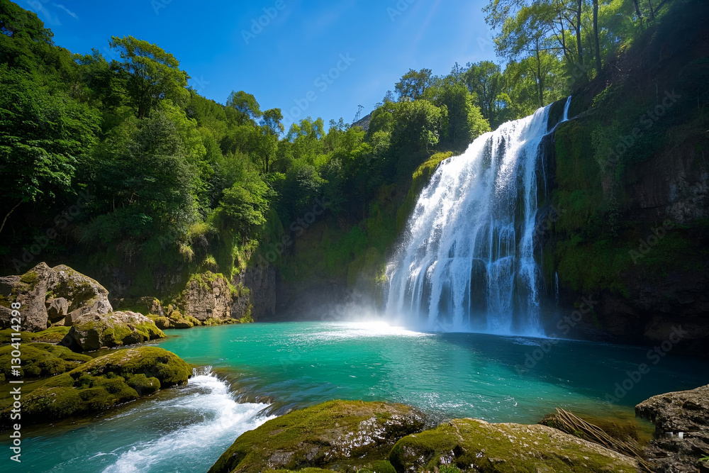 Fototapeta premium waterfall in the forest, generative al