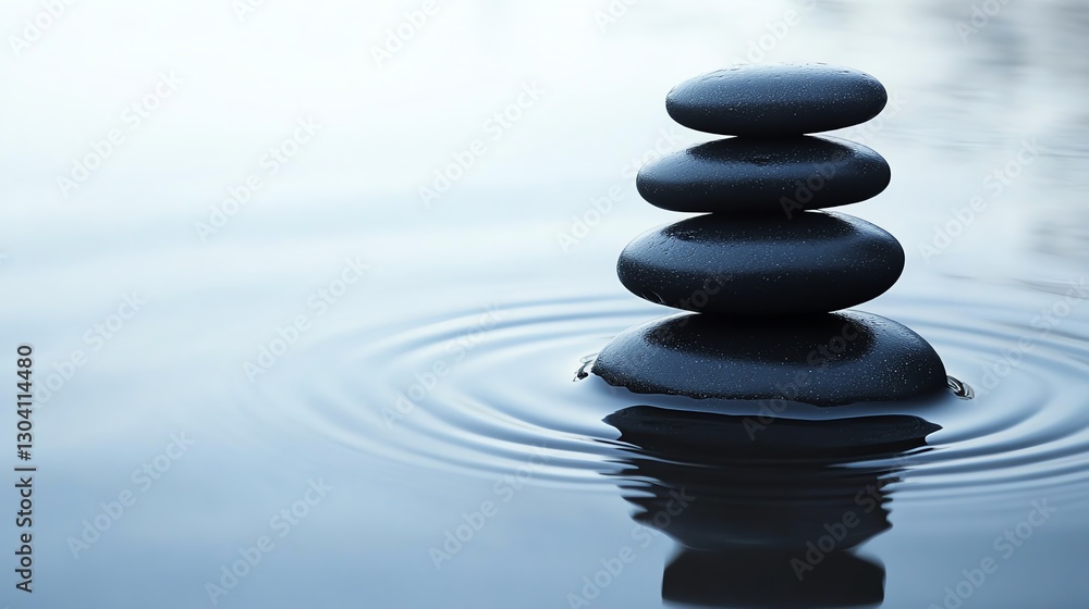 Calm stones balanced in serene water. Calm stones balanced in serene water.