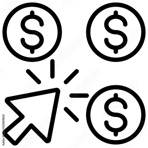 Pay Per Click Outline Icon
