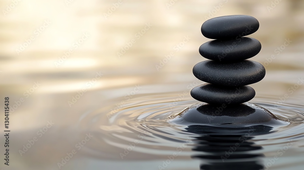 Balanced stones on water surface for tranquility. Balanced stones on water surface for tranquility.
