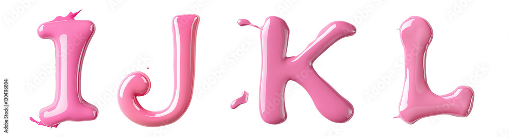 Glossy pink alphabet letters i j k l with dripping paint effect isolated on transparent background PNG Glossy pink alphabet letters i j k l with dripping paint effect isolated on transparent background PNG