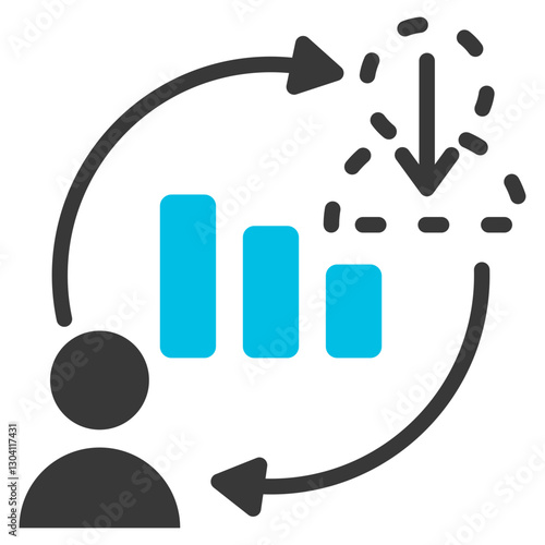 Churn Rate Glyph Blue Grey Icon