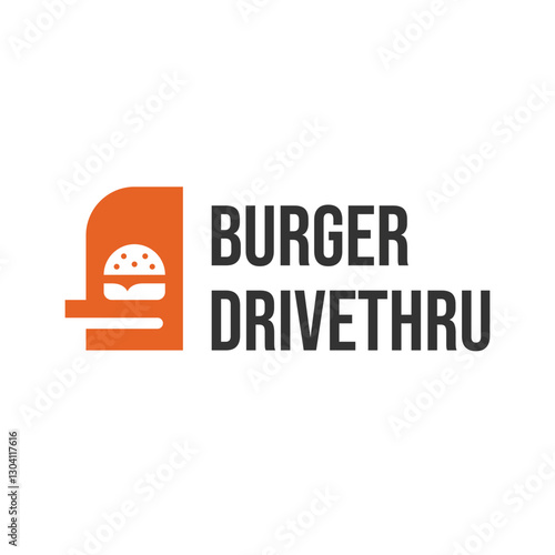 burger drive thru restaurant flat minimalist logo design