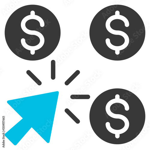 Pay Per Click Glyph Blue Grey Icon