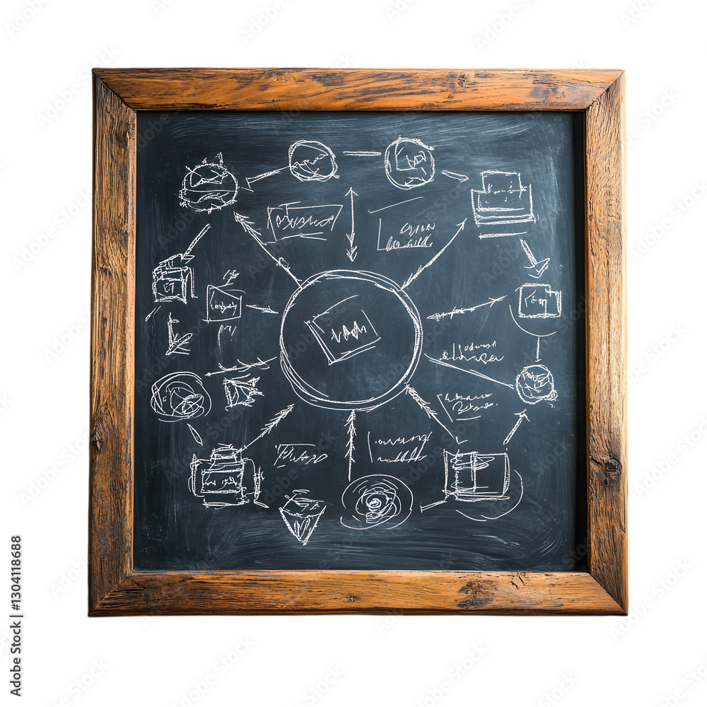 Fototapeta premium A conceptual exchange or swap theme depicted on a chalkboard with rough sketches.