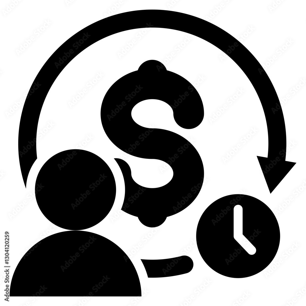 Customer Lifetime Value Glyph Icon Customer Lifetime Value Glyph Icon