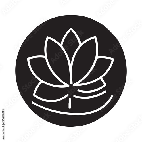 Simple Style a cute water lily flower silhouette vector with white background