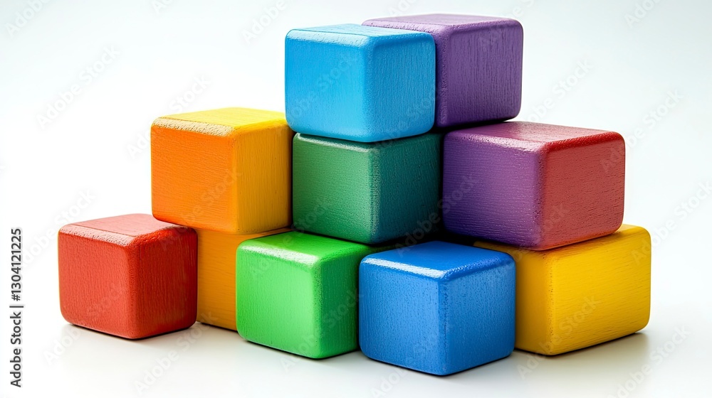 Colorful Wooden Blocks Stacked in a Pyramid Shape Colorful Wooden Blocks Stacked in a Pyramid Shape